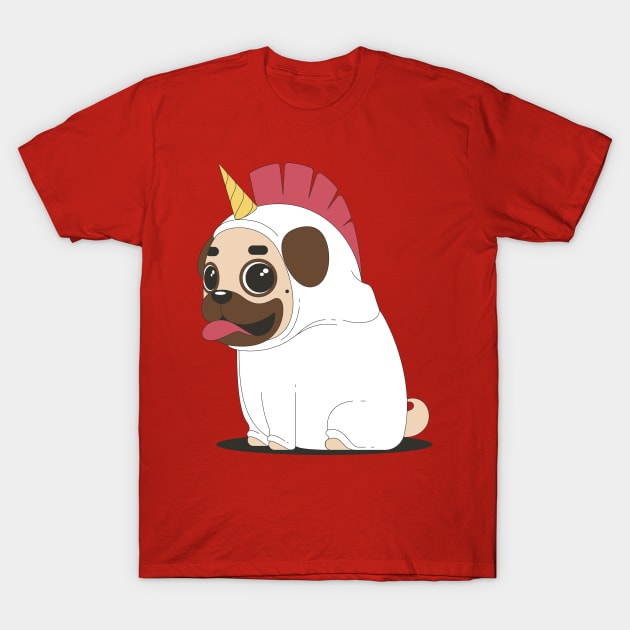 Unicorn Chicken Pug T-Shirt by Printaha